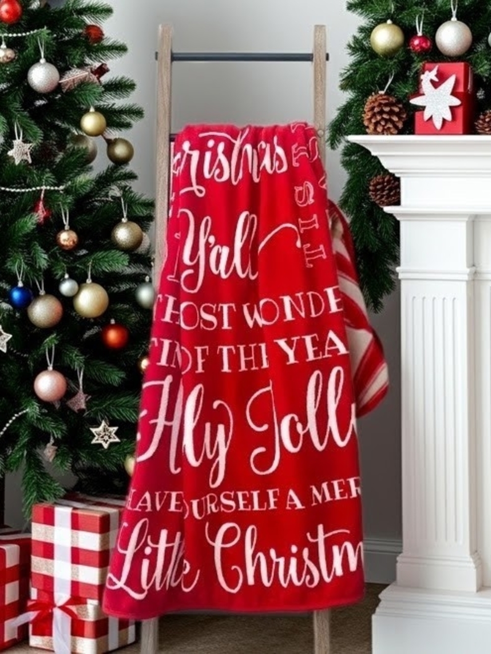 Paula Deen Holiday Red Plush Christmas Throw Blanket - Neq!